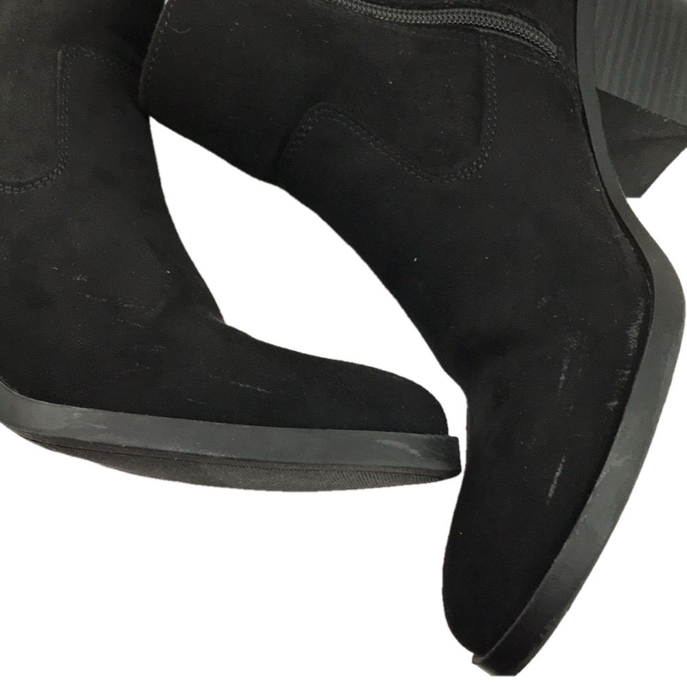 OLD NAVY—BLACKJACK—Faux Suede SideZip Chunky Stacked Heel Western Ankle Bootie—8 - Picture 17 of 17